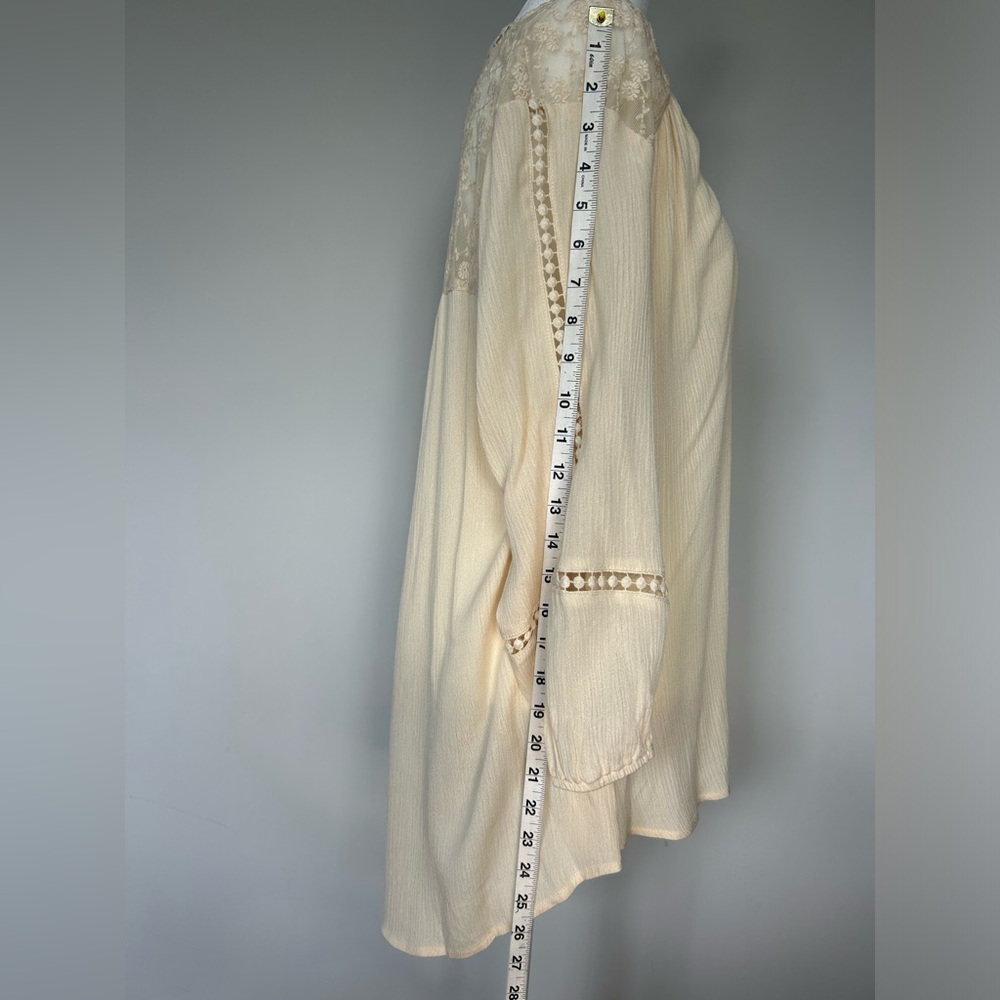 NWT John Paul Richard ivory v-neck lace 3/4 sleeve boho bohemian blouse - size M - Picture 6 of 11